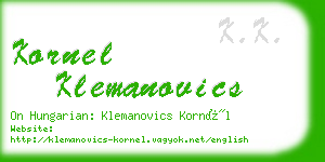 kornel klemanovics business card